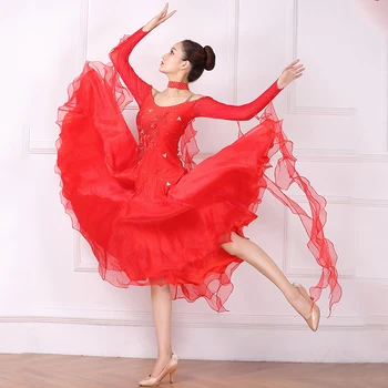 rožinės spalvos sportinių šokių suknelės Valsas suknelė socialinių šokių suknelė Lyrinis šokio kostiumų kamuolys suknelė swing suknelė pramoginiai šokiai Nuotrauka 2