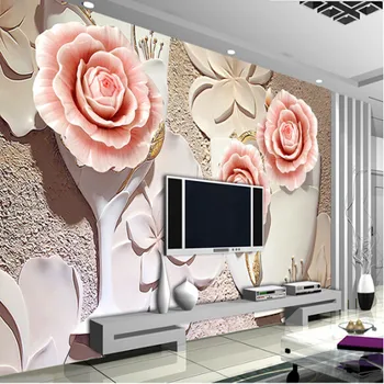 Didmeninė 3d Jade, freskos už kambarį gėlių, rožių sienų tapetai, TV foną, 3d sienos foto freskomis papel de parede