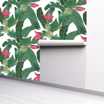 Lipni Augalų Lapų ir Gėlių Tapetai Nuimamas Popierius kambarį Dekoracijas, Sienos Tapetai, Freskos, 45CM Plotis