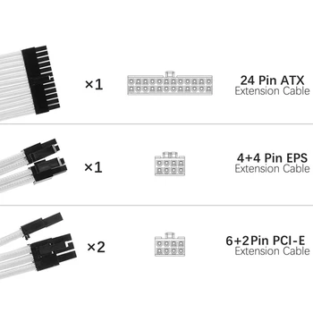 1Set 30Cm ATX Pagrindinė ilgiklis PC GPU, CPU Maitinimo Rankovėmis Vielos Kompiuterio Jungtys, 24-PIN IR 8-PIN 4+4PIN Nuotrauka 2