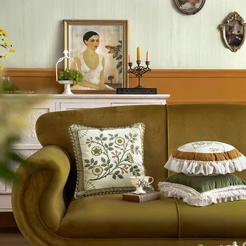 Prabangių prancūzijos Derliaus Pearl Dekoruoti Pagalvėlė Padengti Minkšta Aksomo, Nėrinių Pagalvę Atveju, Sofa-Lova, Kėdė Viktorijos Stiliaus Nuotrauka 2