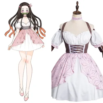 Anime Demon Slayer Kamado Nezuko Cosplay Kostiumų Lolita Dress Kostiumai Helovyno Karnavalas Kostiumas