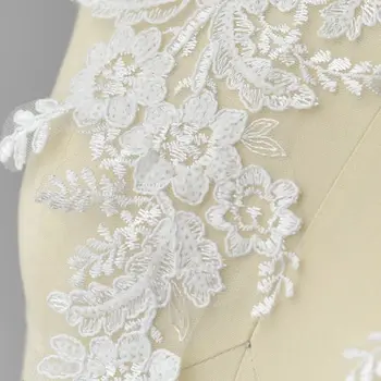 2 poros (partijos balta siuvinėjimo nėrinių blizgančiais nėrinių priedai vestuvių suknelė apdailos lipdukai drabužių pleistras audinys medžiaga Nuotrauka 2