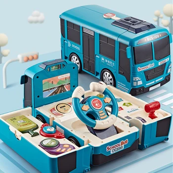 Daugiafunkcis Autobusų Žaislas Kūdikiui Deformacijos Žaislas Vaiko Ankstyvo Ugdymo Daugiafunkcinis Automobilių Vairavimo Modeliavimo Žaislas su Šviesos Muzika