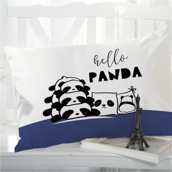 1pc Panda Cartoon Vaikų Pagalvę padengti Pagalvės užvalkalą Patalynė Užvalkalas Pillowcovers dekoratyvinis 50x70 3D vaikams baby blue Nuotrauka 2