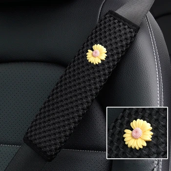 Automobilių Saugos Diržų Padengti Daisy Gėlių Kvėpuojantis Universalus Auto Saugos Diržo Pagalvėlė Apima Raštas Saugos Diržai Pečių Apsauga Nuotrauka 2