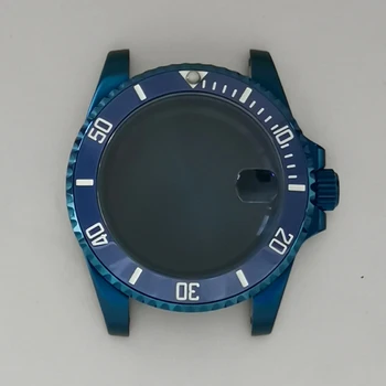 Žiūrėti Atveju NH35/NH36 Judėjimo 40MM Electroplated Mėlyna Laikrodžių Atveju, Safyro Stiklas Plokščias Veidrodis/ Didinamuoju Stiklu