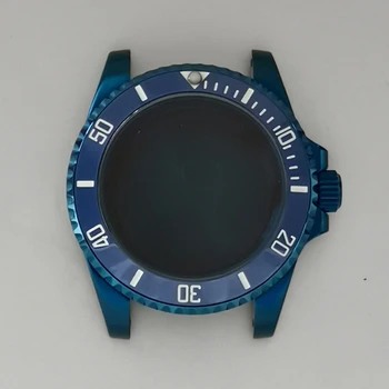 Žiūrėti Atveju NH35/NH36 Judėjimo 40MM Electroplated Mėlyna Laikrodžių Atveju, Safyro Stiklas Plokščias Veidrodis/ Didinamuoju Stiklu Nuotrauka 2