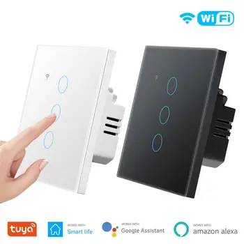 Tuya WiFi Touch Jungiklis, Šviesos Sienos Smart Switch ES Smart Home Gyvenimo Palieskite Jutiklio Sienos Jungiklis, Balso Dirbti Su Alexa 