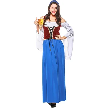 Alaus Šalies Moterų Oktoberfest Dirndl Ilga Suknelė Bavarijos Wench Kostiumu Mergina Kambarinės Apranga
