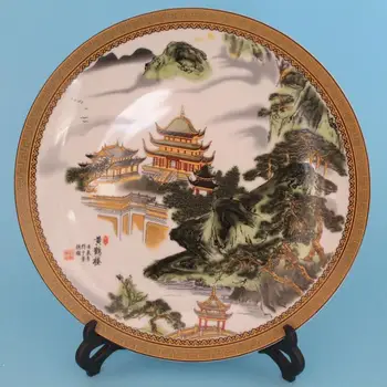 Išskirtinį Kinijos Charakteristikos, Dekoratyvinis Famille Rose Vienas iš Keturių Žinomų Pastatų Porceliano Plokštelės - Geltona Gervės Bokštas