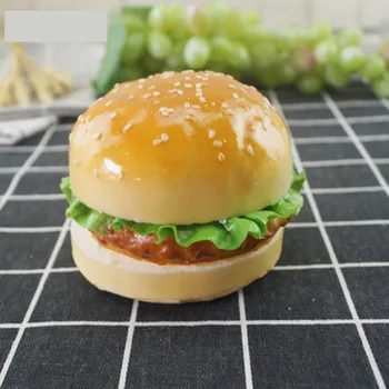 1pcs Aukštos imitacija dirbtinis hamburger modelis ir dirbtinės plastikinės netikrą imituojamas mėsainis su sezamu Nuotrauka 2