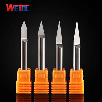 Weitol Metalo graviravimas priemonė, 5A 6mm V Formos, apvaliu dugnu Karbido PCB Graviravimas Bitai CNC Router Įrankį 10 laipsnių 0.1 mm