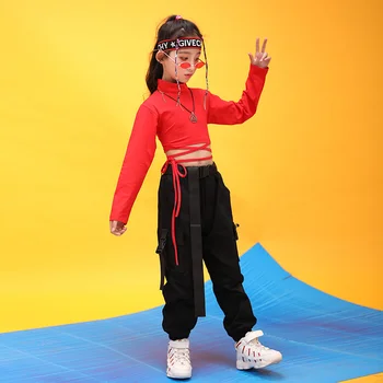 Merginos hip-hop 'o kostiumai rudenį merginos rodo, jazz našumo kostiumai vaikų hip-hop' o kostiumas Nuotrauka 2