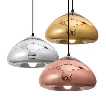 Modernus, padengtą stiklo priimamus šviesos virtuvės baras, kavos namuose kabo lempa vario skiedra atspalvį veidrodis aukso, sidabro droplight