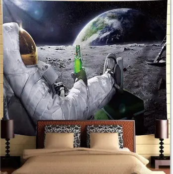 Kosmoso Galaxy Gobelenas Sienos Gobelenas Juokingas Cool Astronautas su Alaus Sėdi ant Išorinės Visatos Gobelenas, Miegamojo Kambarį Nuotrauka 2