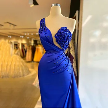 Royal Blue Prom Dresses Vieną Petį Kristalų Duobute Prabangus Ilgas Vakarines Sukneles Dailių Moterų Šalies Rūbeliai Ribotas Nuotrauka 2