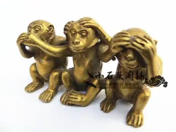 monkey-sakė Feng Shui bronzos pamatyti ir išgirsti stabdžių piktadarys tarnybos gyvūnų reikmenys, papuošalai specialus pasiūlymas Nuotrauka 2