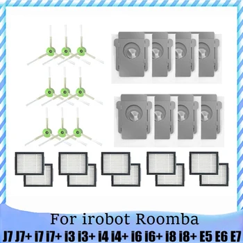 Priedai iRobot Roomba J7 J7+ I7 I7+ I3 I3+ I4 I4+ I6 I6+ I8 I8+ E5 E6 E7 Šoninis Šepetys HEPA Filtras Dulkių Maišelis