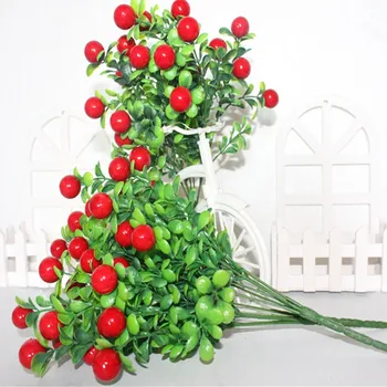 1pcs Red Cherry Stamen Uogos Kalėdų Vestuvių Dovanų Dėžutėje Vainikai Dekoro Dirbtinių Augalų Pipirai Namų Vaza / Sodo Puošmena