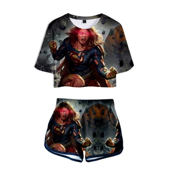 Karšto tendencija nwe t-shirt vasaros žavesio seksualus Kara Danvers 3D t-shirt spausdinimas moterų 3D mados sportiniai marškinėliai + šortai dviejų dalių