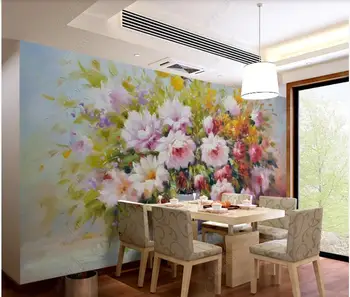 Custom freskos 3d foto tapetai Europos šiuolaikinės rankomis dažyti gėlių vaza kambarį namų dekoro tapetų sienos, 3 d ritininis Nuotrauka 2
