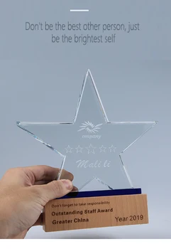 Crystal trofėjus medaliai užsakymą kūrybos penkerių-pažymėjo žvaigždutė bendrovės metiniame susitikime puikus personalas garbės apdovanojimas medalis Nuotrauka 2