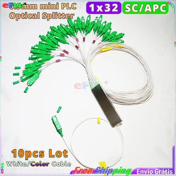10vnt mini 0,9 mm PLC Splitter FTTH šviesolaidžio Splitter 1*32 SC APC spalvos pluošto 1x32 FBT Optinė Jungtis SC/APC 1-iki-32