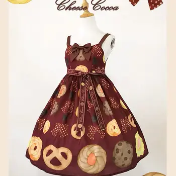 Japonijos Kawaii Slapukus JSK Lolita Dress Mergaitė Jsk lolita bowknot aukšto juosmens renesanso, gotikos suknelė arbatėlė saldus lolita jsk