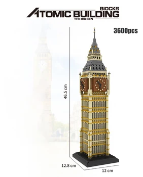 PZX9920 Pasaulio Architektūros Micro Blokai Elizabeth Bokštas, Big Ben 3D Modelį 