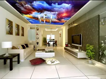 šiuolaikinių tapetų kambarį 3d lubos Fantazijos abstrakčiai trimatis akvarelė lubų fone Nuotrauka 2