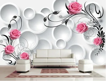 Custom šiuolaikinių tapetų dizainas,3D ratas rose de papel parede,viešbutis, restoranas, gyvenamasis kambarys su sofa-lova, tv miegamojo sienos tapetai rožės