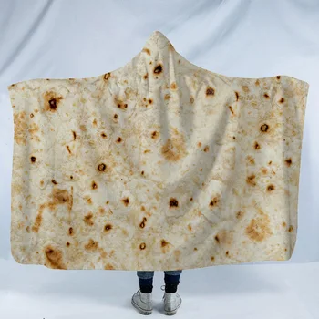 Burrito Tortill 3D Atspausdintas Pliušinis Gobtuvu Antklodė Suaugusiųjų, Jaunimo, Vaikų Šiltas Nešiojami Vilnos Mesti Antklodę Home Office galima Skalbti Nuotrauka 2