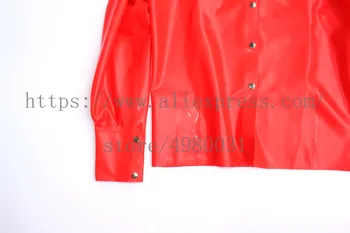 Moterų latekso kostiumas sekso įskaitant raudonos latekso top ilgomis rankovėmis ir ilgas sijonas su 100% rankų darbo amatai Nuotrauka 2