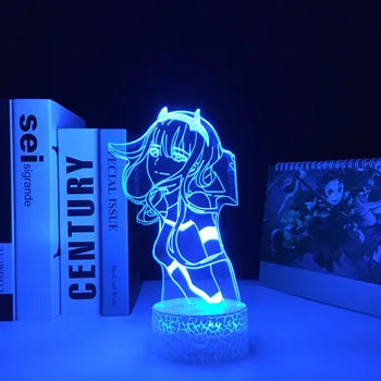 Anime Darling Į Franxx LED Baltos Bazės Šviesos Vaikų Miegamasis Dekoro Naktį Šviesos Gimtadienio Dovana Kambarys Akrilo 3D Stalo Lempa