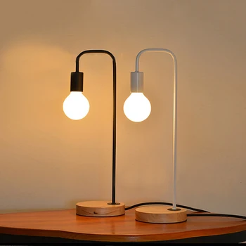 Šiaurės šalių Šiuolaikinės paprasta stalinė lempa,geležies lempos laikiklis medienos bazė, naktiniai skaityti stalo lempos miegamasis studijų/darbo kambarys šviesos šviestuvas