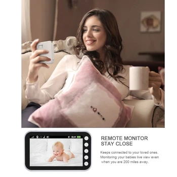 Video Baby Monitor su Kamera ir dvipusio Ryšio Temperatūros Jutiklis 4.3 Colio LCD Ekranas Naktinio Matymo 492ft Diapazonas Nuotrauka 2