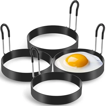 Kiaušiniai Žiedai, 4 Pak Nerūdijančio Plieno Kiaušinių Kepimo Žiedai, Blynas Pelėsių Kepti Kiaušiniai Ir Omletas